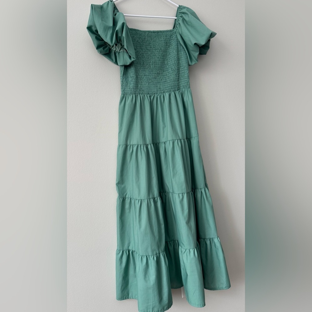 Summer long solid dress color green tube dress Size M - Picture 2 of 10
